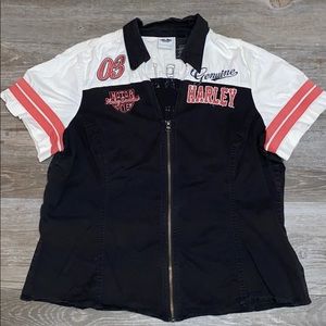 Harley Davidson Linen Zipper Down Top